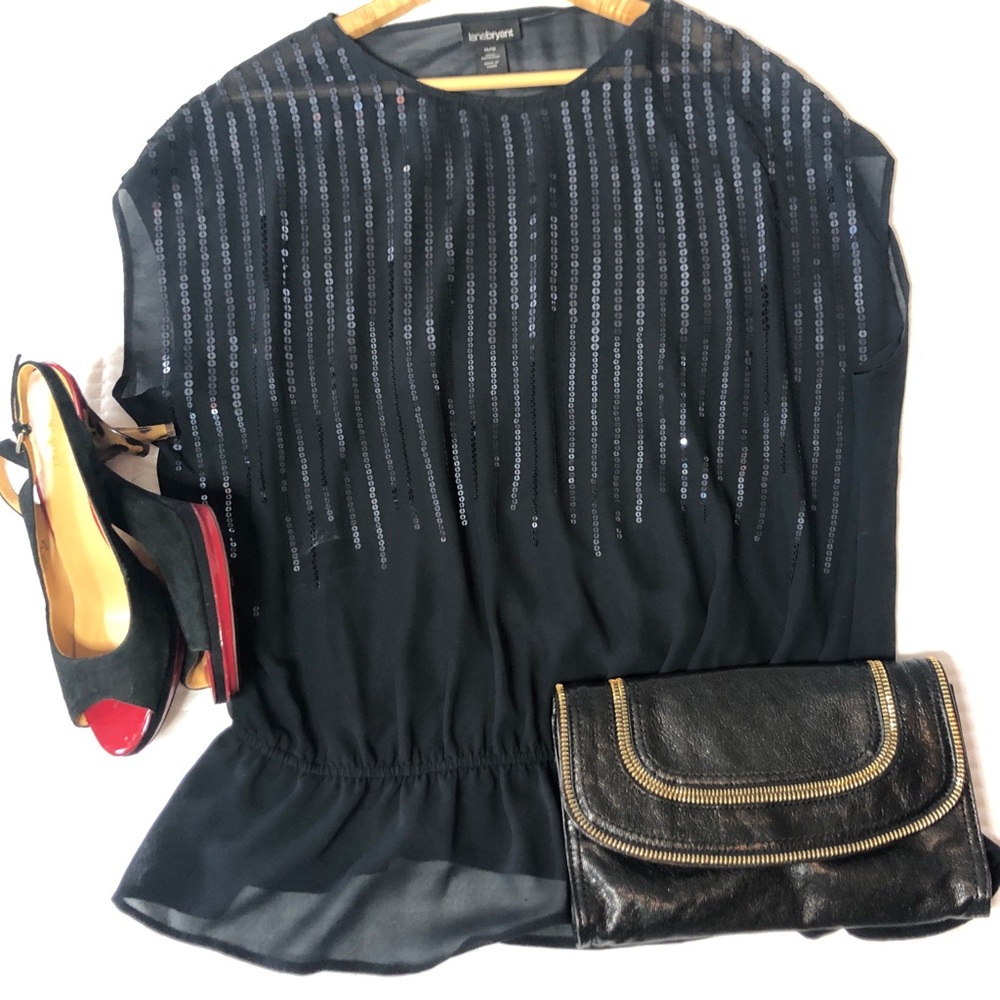Lane Bryant Black Sheer Blouse size 14/16